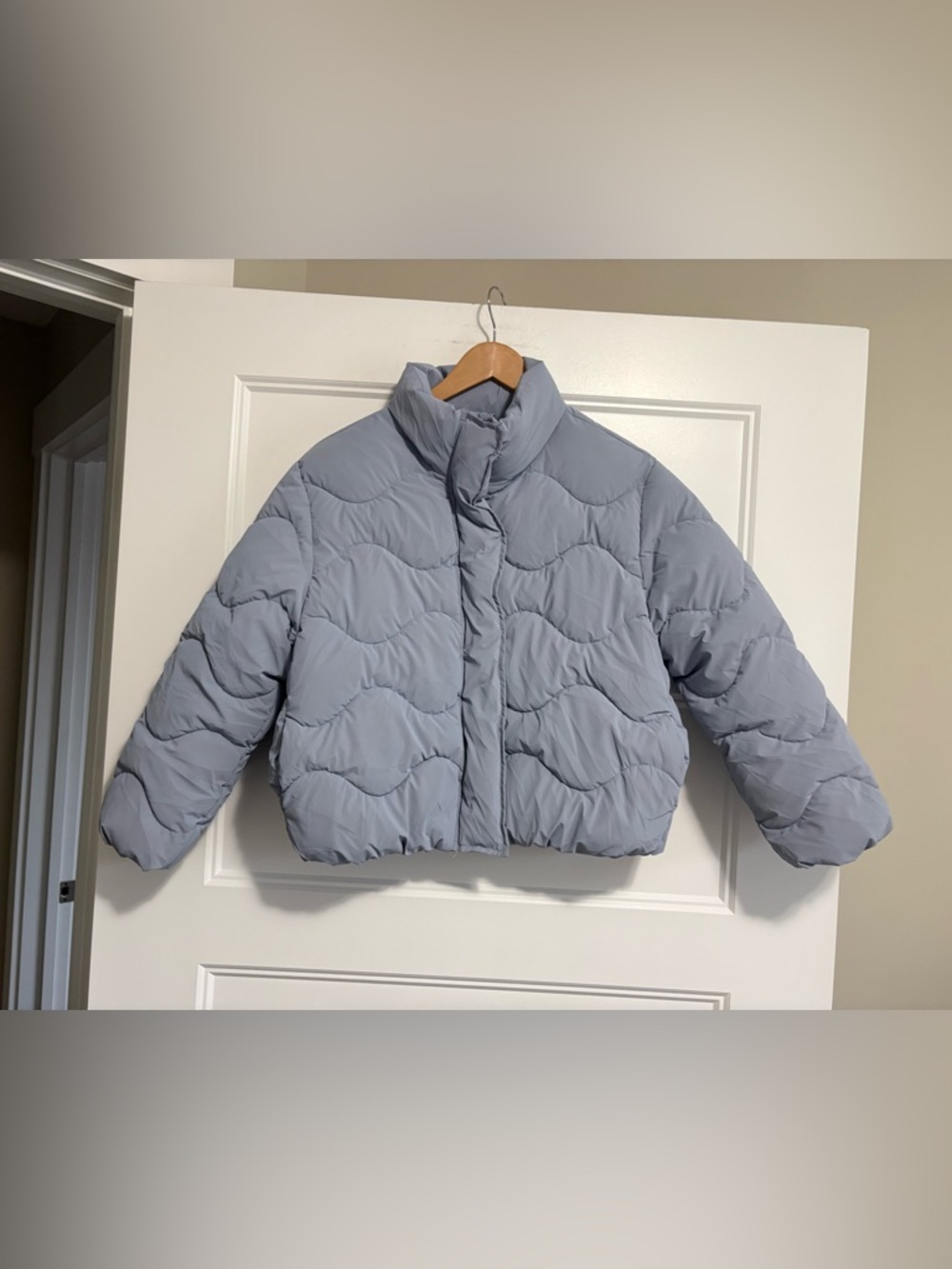 Zara Light Blue Quilted Puffer Jacket Girls 9/10